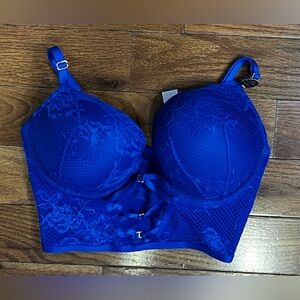 Victoria’s Secret Bombshell Blue Lace Bustier Bra Womens 34D NWT
